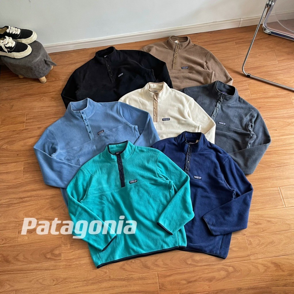 F7pv Patagonia เสื้อแจ็กเก็ต ผ้าฟลีซ คอปกตั้ง ติดกระดุม สําหรับกลางแจ้ง 25455