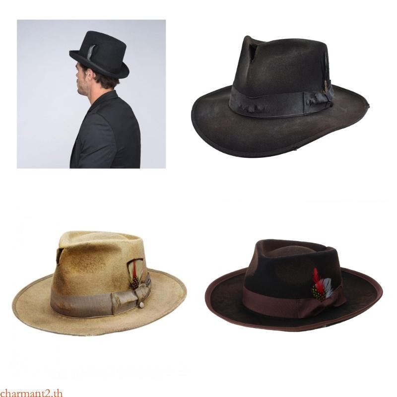Charmant หมวกผ้าขนสัตว์ หมวก Fedora หมวกนักมายากล สําหรับฉลองการถ่ายภาพถนน