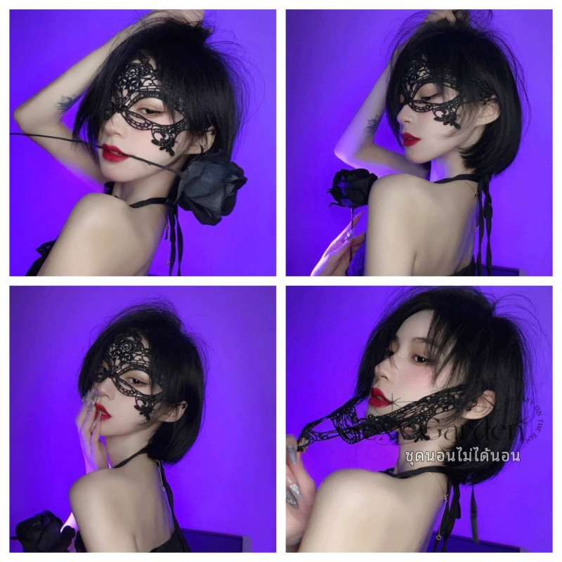 คอสเพลย์ หน้ากากลูกไม้สีดำแฟนซี, หน้ากากปิดตาลูกไม้สีดำ, งานแสดงสินค้า, หน้ากากปาร์ตี้🚚ส่งไวจากไทย1-2วัน