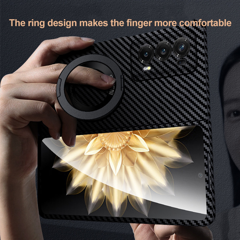 เคสโทรศัพท์คาร์บอนไฟเบอร์ กันกระแทก พร้อมแหวนแม่เหล็ก สําหรับ Honor Magic V2 5G Honor Magic V2