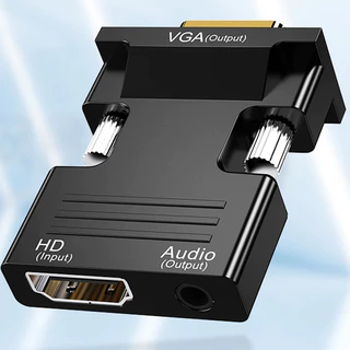 หัวต่อ HDMI ตัวเมีย เป็น VGA ตัวผู้ พร้อมอะแดปเตอร์เสียง รองรับเอาต์พุตสัญญาณ 1080P ใหม่