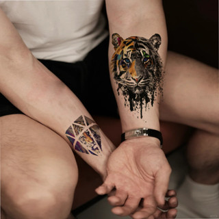 สติกเกอร์รอยสักชั่วคราว ลายเสือ กันน้ํา ทนทาน สําหรับงานปาร์…