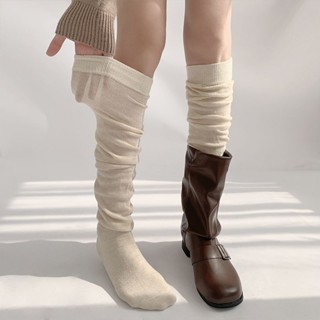F & X ถุงเท้ายาวถึงเข่า สีขาว สีกาแฟ สไตล์บัลเล่ต์ แฟชั่นฤดู…