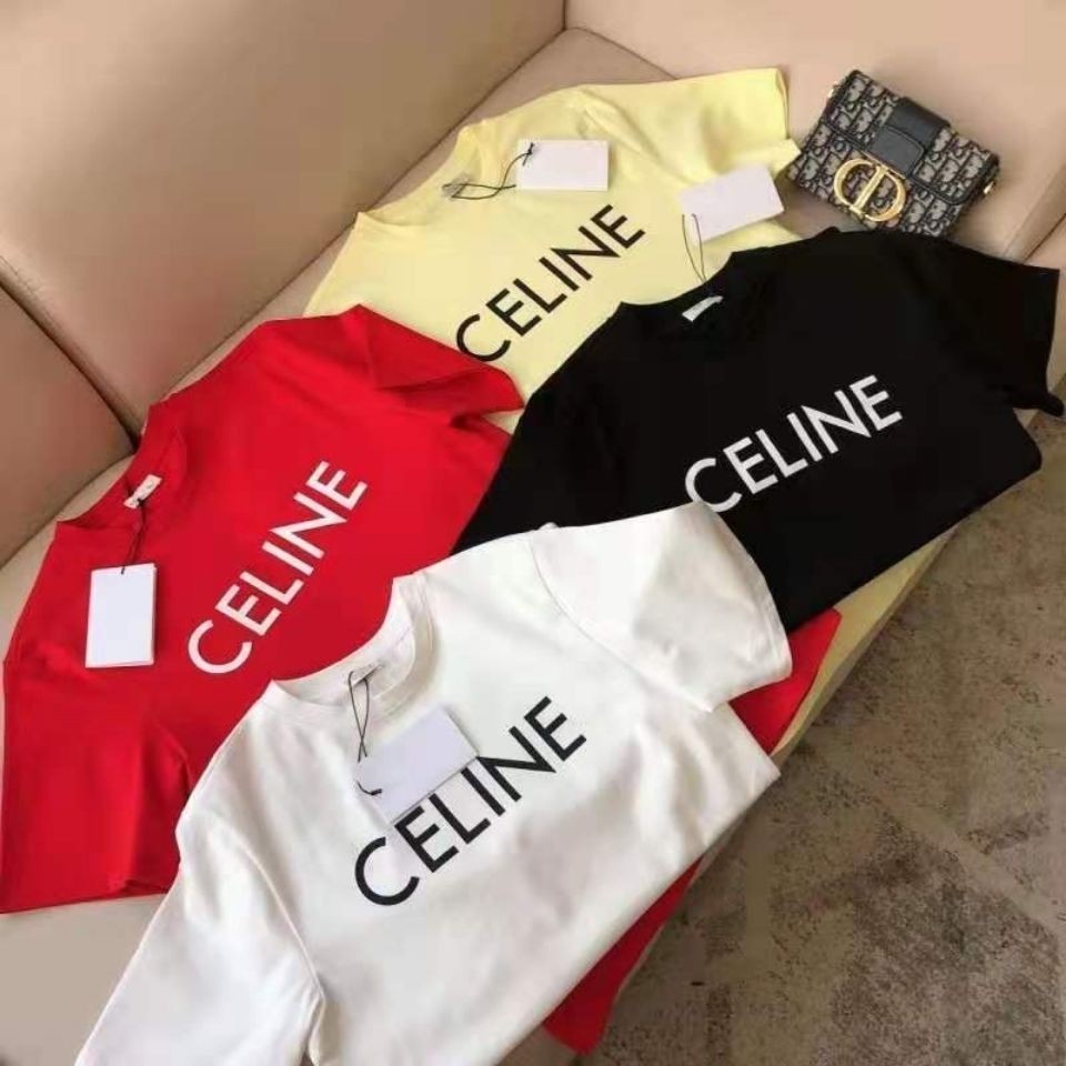 เสื้อยืดแขนสั้นลําลอง คอกลม พิมพ์ลายโลโก้ตัวอักษร CEL สไตล์มินิมอล คุณภาพสูง แฟชั่นคู่รัก สําหรับผู้ชาย และผู้หญิง