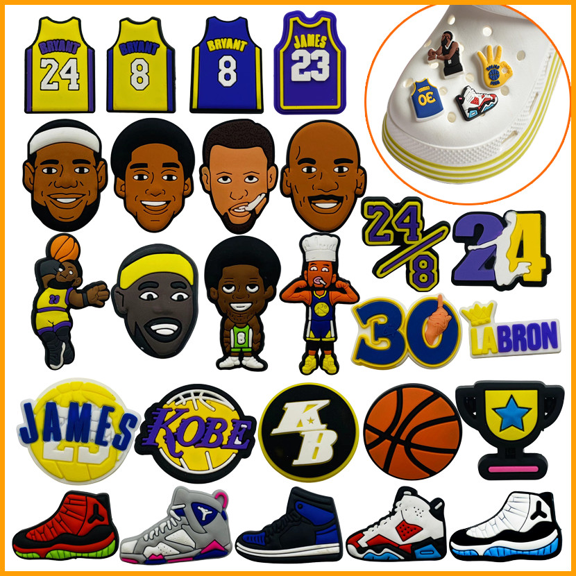 Croc จี้กระดุม รูปดาว NBA แบบมืออาชีพ สําหรับรองเท้าบาสเก็ตบอล DIY