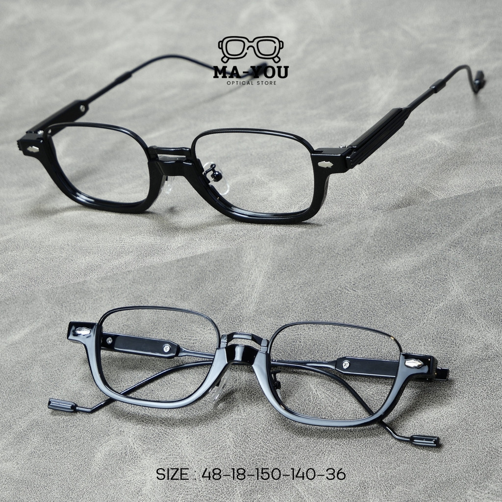 แว่นสายตาสั้น ทรงวินเทจ รุ่น "แบรดลีย์"(Bradley) เลนส์บลูบล็อคออโต้ พร้อมกรองแสงสีฟ้า แสงคอม/มือถือ 