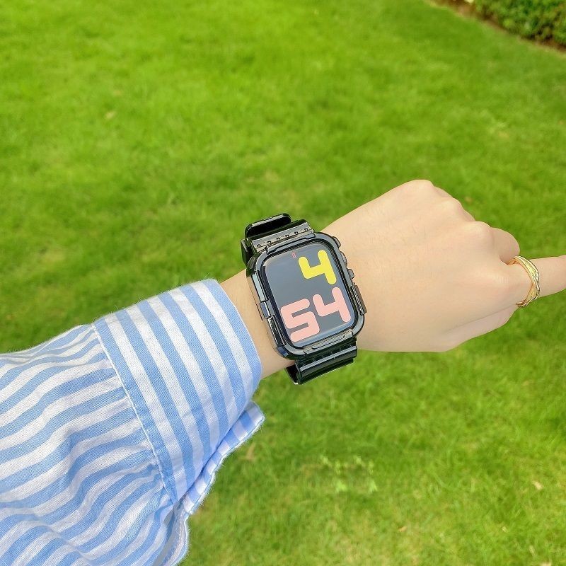 สายนาฬิกาข้อมือ แบบใส สําหรับ Apple Watch iwatch S7 5 6 SE4321