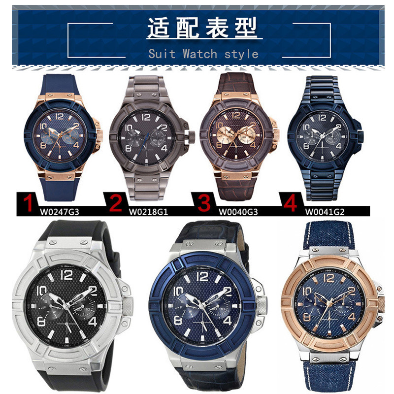 สายนาฬิกาข้อมือยางซิลิโคน กันน้ํา สีฟ้า สีดํา 22 มม. สําหรับ Guess W0247G3 W0040G3 W0040G7