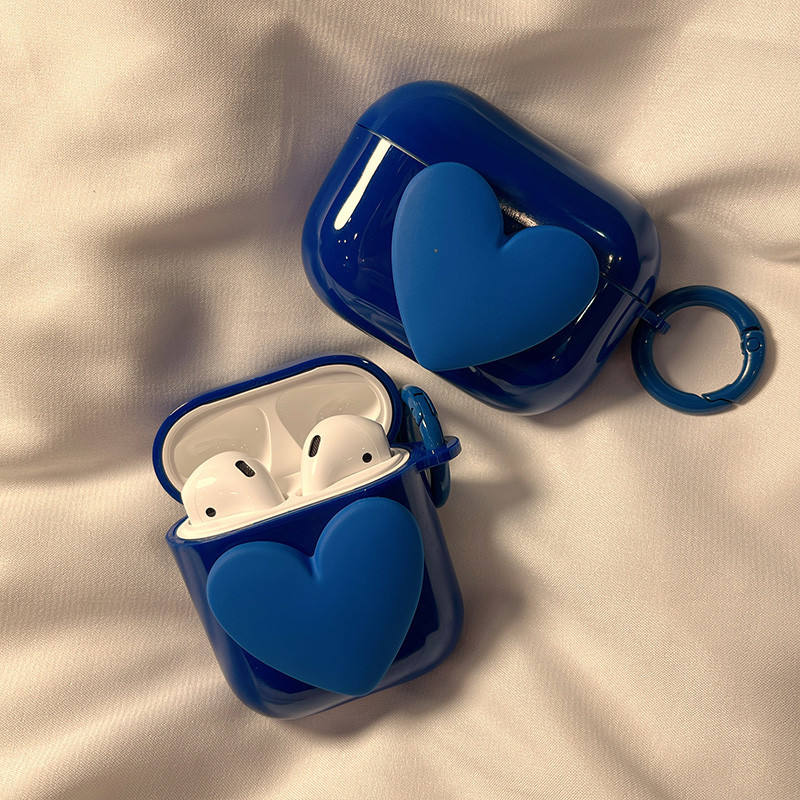 เคสหูฟังบลูทูธไร้สาย ลายหัวใจสีฟ้า สําหรับ Airpods1 2 3 Pro Pro2 Air Pods Pro 3