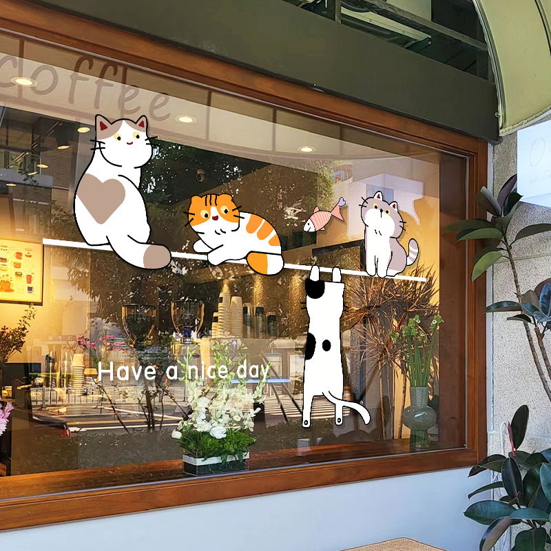 สติกเกอร์ ป้องกันการชน สําหรับติดตกแต่งกระจก หน้าต่าง ประตู ร้านกาแฟ
