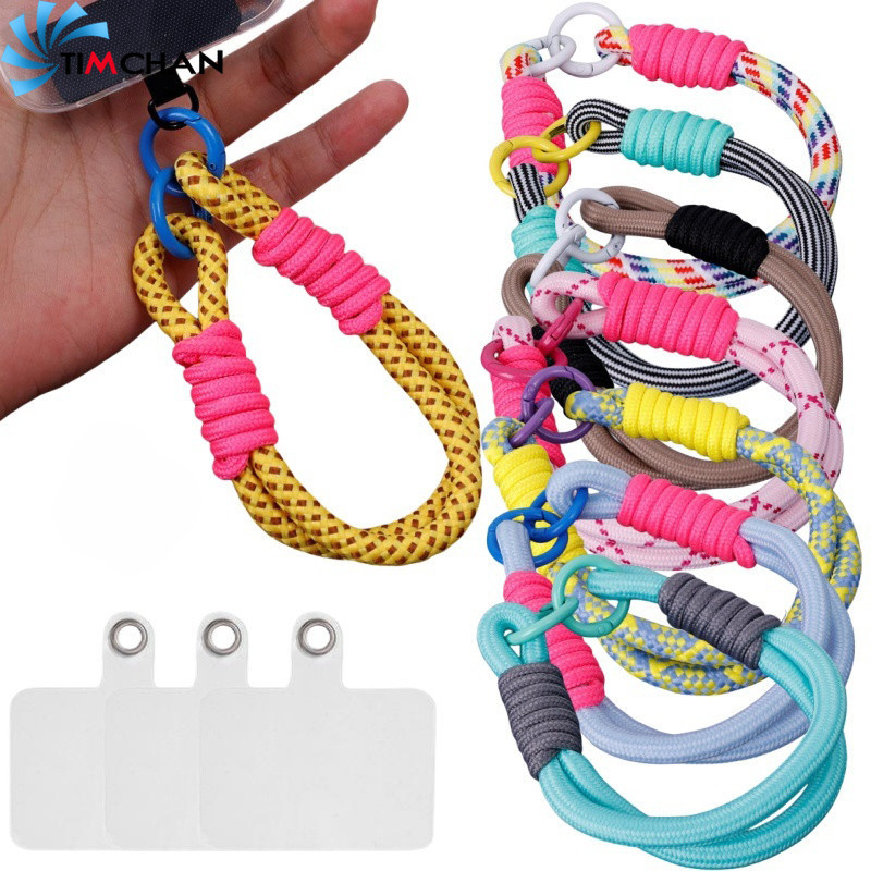 สายพานโทรศัพท์แบบผ้าใบสีสันสดใส - สายโซ่สไตล์ INS สำหรับโทรศัพท์มือถือ - สายแขวนสั้นสำหรับโทรศัพท์มือถือ - แยกได้ ใช้ได้กับทุกเครื่อง