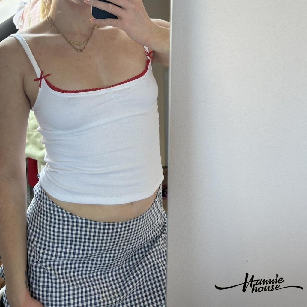 Hannie- เสื้อสายเดี่ยว คอยู แต่งลูกไม้ ประดับโบว์ ขนาดเล็ก สําหรับผู้หญิง