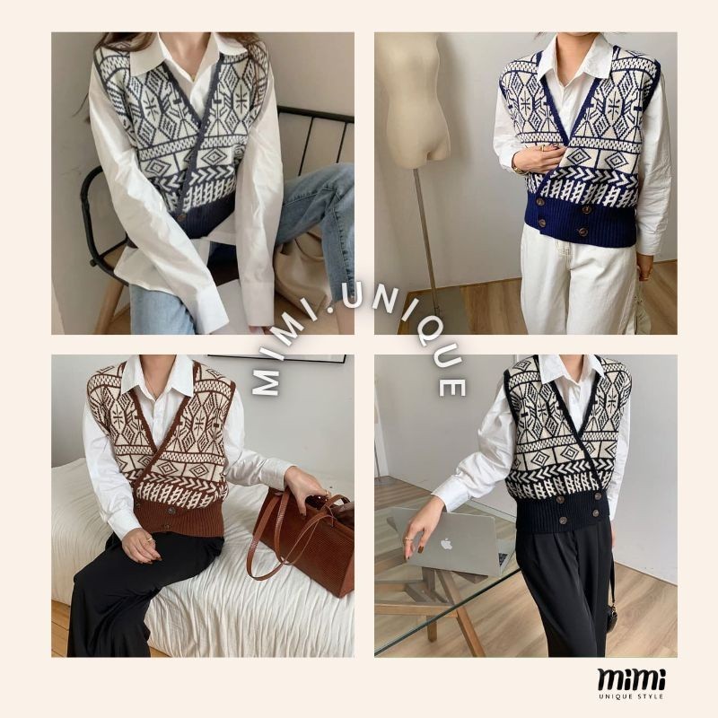 เสื้อแขนกุด พร้อมส่ง• MOHI VEST • กั๊กไหมพรมเกาหลี ไหมเนื้อนุ่ม กระดุมหน้า MYCC