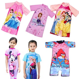 **พร้อมส่ง ชุดว่ายน้ำ ชุดบอดี้สูท ซิปหลัง กลุ่มเจ้าหญิง