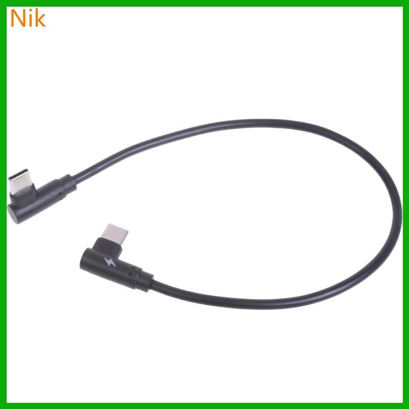 Niki สายเคเบิล USB 3 1 Type C มุม 90 องศา USB C ตัวผู้ เป็น USB C ตัวผู้ 40W 480Mbps ชาร์จเร็ว