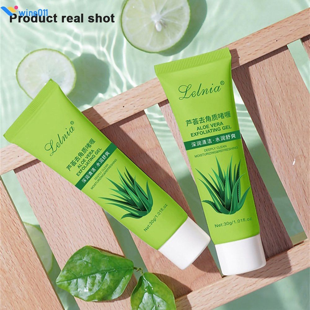 1/2pcs Lelnia Aloe Vera Exfoliating Gel Deep Clean Moisturizing Oil Control ขัด Peeling Face Body Skin Care ใช้งานง่าย wine011