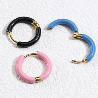 น ้ ํามันหยดต ่ างหู 12 มม.ต ่ างหูสแตนเลสที ่ มีสีสันรอบต ่ หูตะขอ diy ต ่ างหูอุปกรณ ์ เสริม