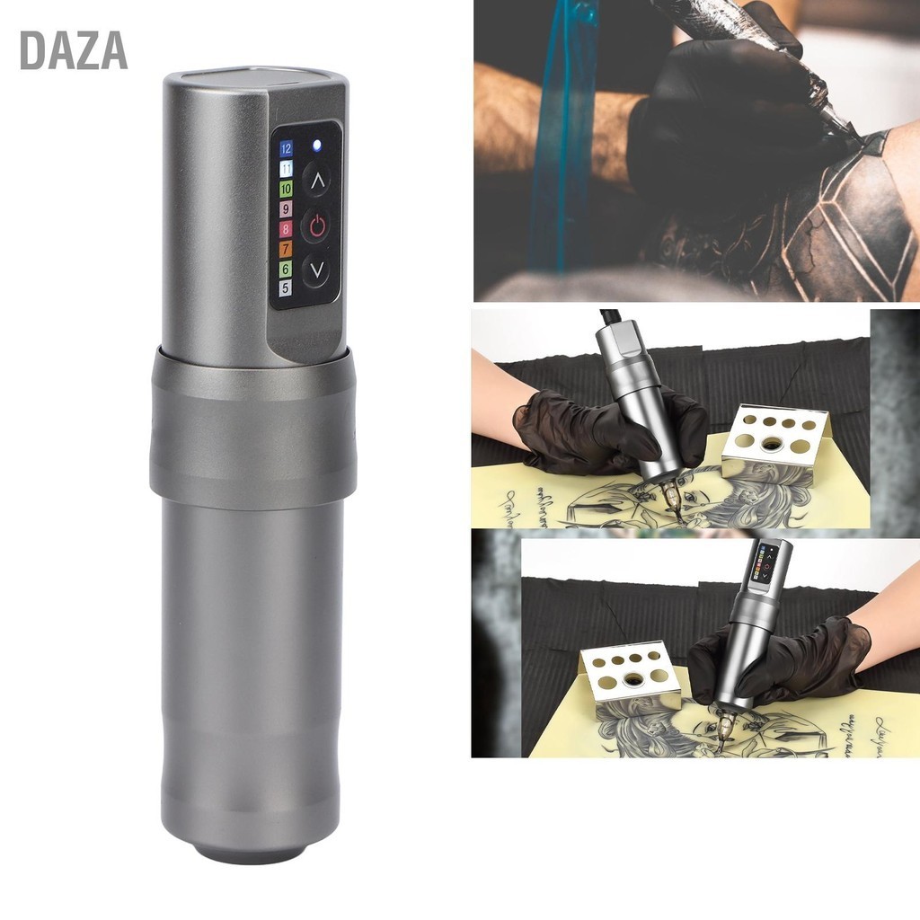 DAZA 2 in 1 เครื่องสักไร้สายอลูมิเนียมมอเตอร์หมุนสักเครื่อง Shader Liner Tattoo Machine