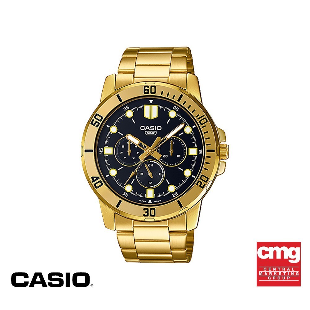 CASIO นาฬิกาข้อมือ CASIO รุ่น MTP-VD300G-1EUDF วัสดุสเตนเลสสตีล สีดำ