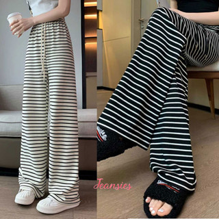 กางเกงแบบเกาหลีสไตล์นอนหยิก ลายลายขาวดำ ผ้าอ่อนนุ่ม สวมใส่สบ…