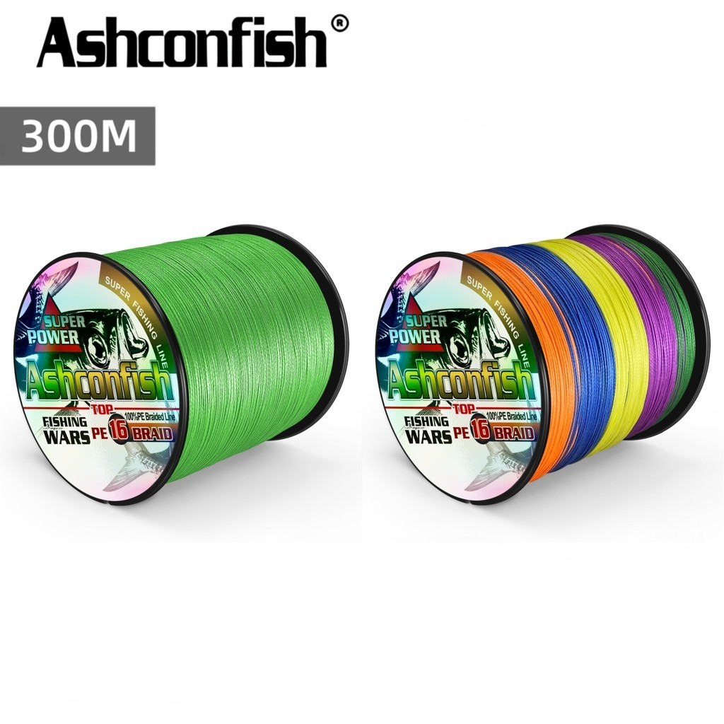 Ashconfish ถัก16 300 เมตร  สายตกปลาถัก 20-500 ปอนด์ X16 มัลติฟิลาเม้นท์ สาย PE หลากสีสีเขียวอ่อน
