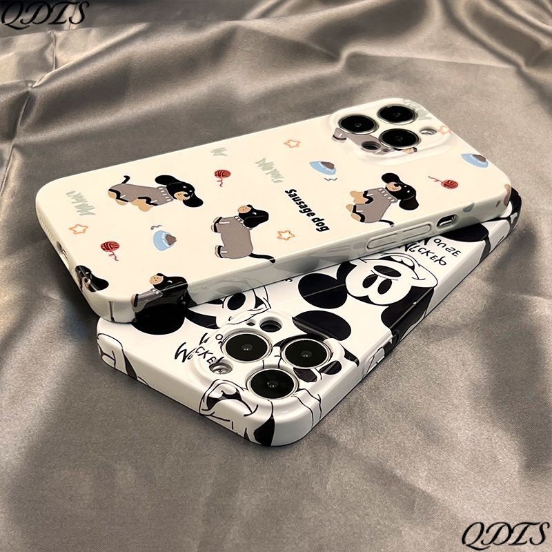 เคสโทรศัพท์มือถือแบบแข็ง ลายมิกกี้ ดัชชุน สีขาวดํา สําหรับ iPhone 15 14 13 12 11 pro Max se X XR XS Max 7 8 6 6s Plus