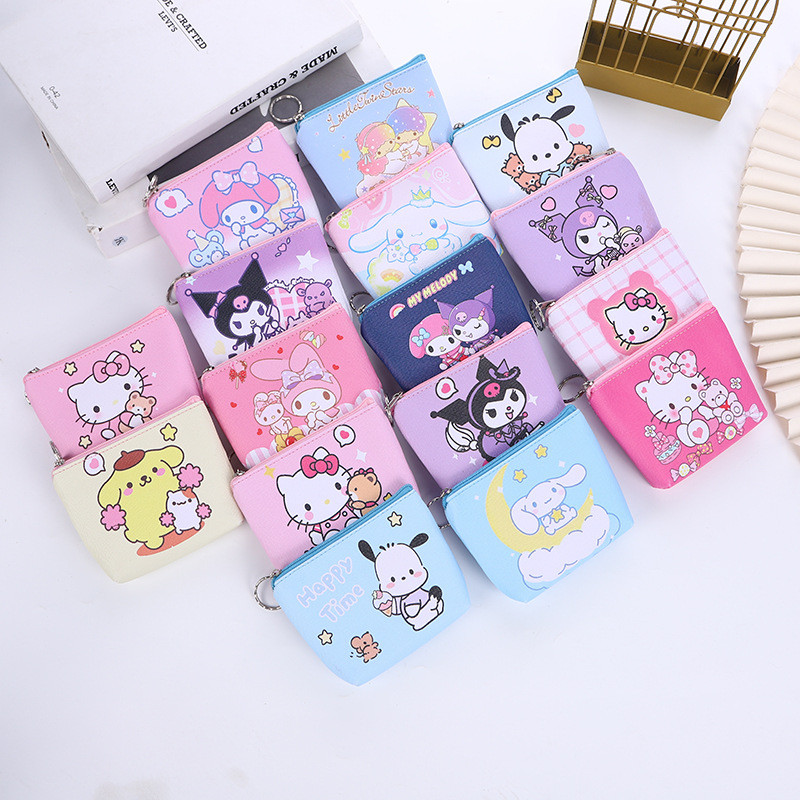 น่ารักสร้างสรรค์ PU กระเป๋าใส่เหรียญกระเป๋าสตางค์มินิของขวัญการ์ตูนสไตล์ Sanrio