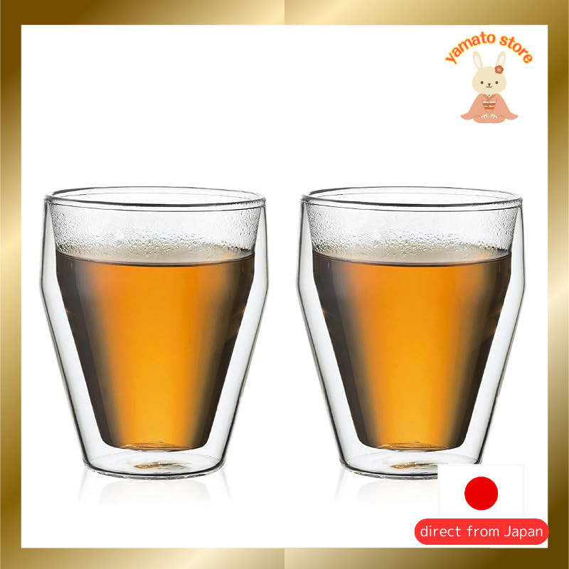 BODUM TITLIS Double-Wall Glass Tumblers Set - 250ml & 450ml (2 Pieces) - Thermal Insulation, Heat Re
