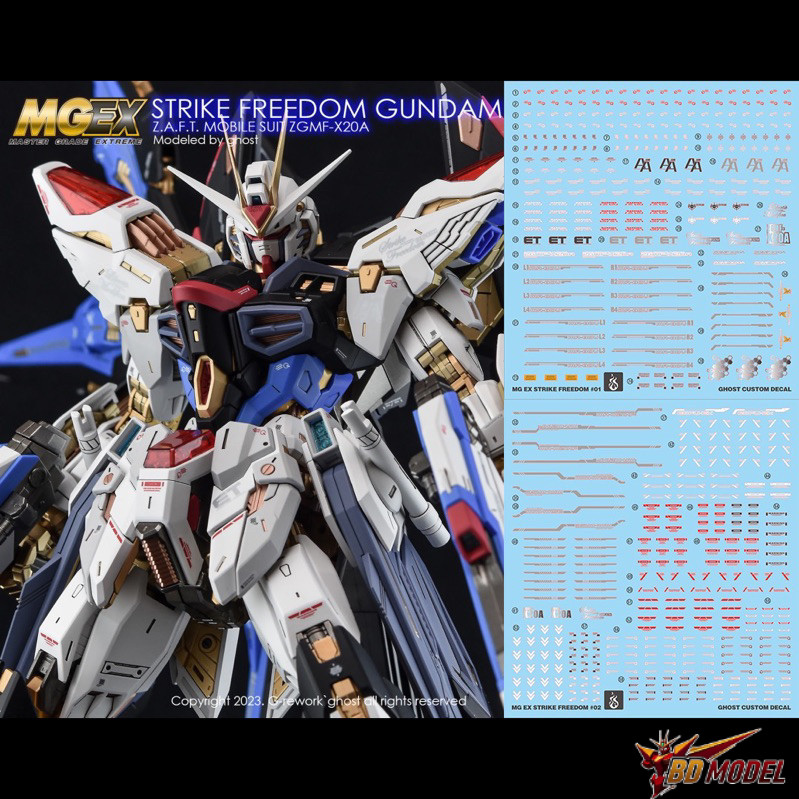 ✅พร้อมส่ง🔥 ดีคอลน้ำ DECAL [GHOST] MGEX STRIKE FREEDOM สะท้อนแสงแบล็คไลด์