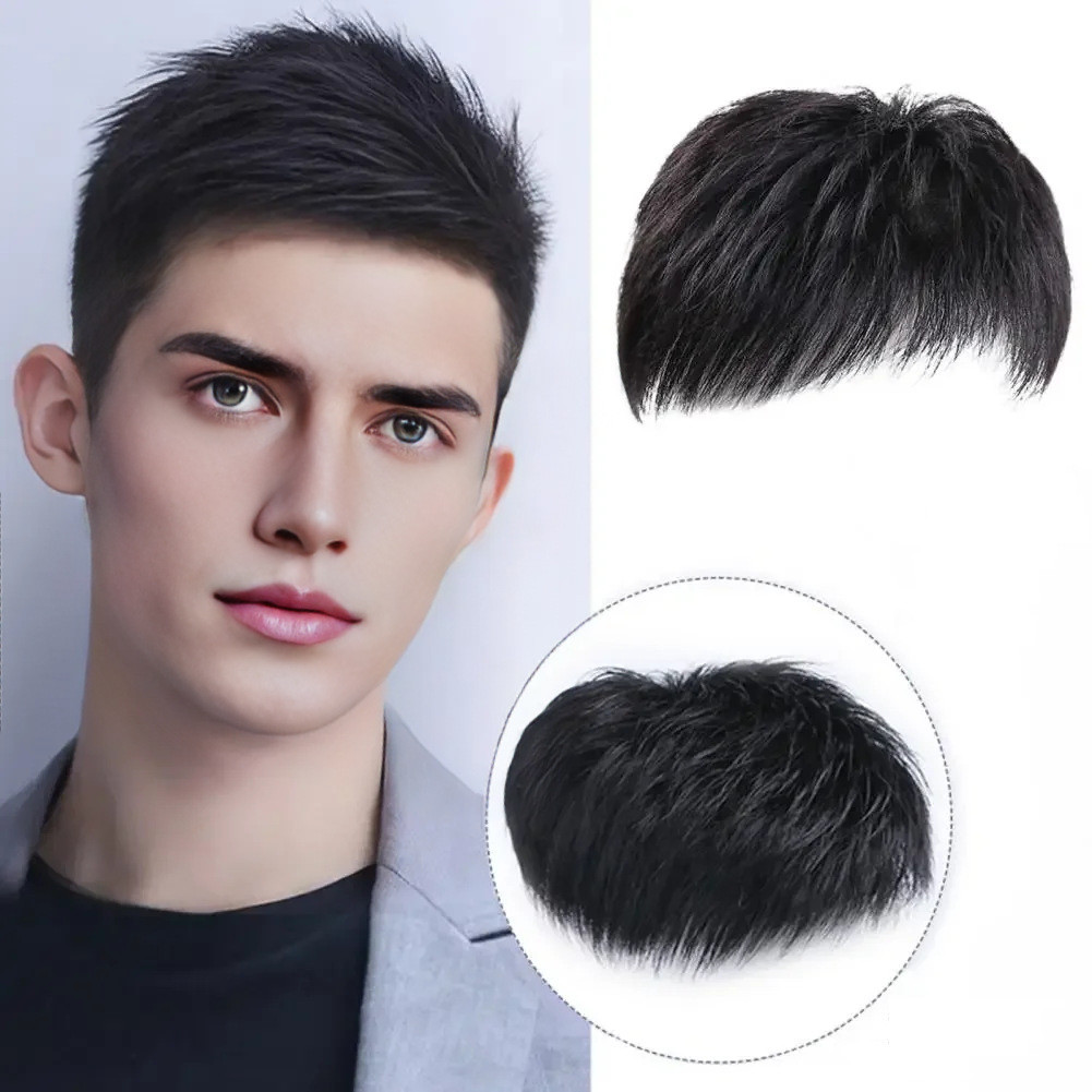 ผมสั้นผู้ชาย Buzz Cut Top Hairpiece – แผ่นแปะผมสังเคราะห์ที่สมจริงสําหรับปกปิดบาง