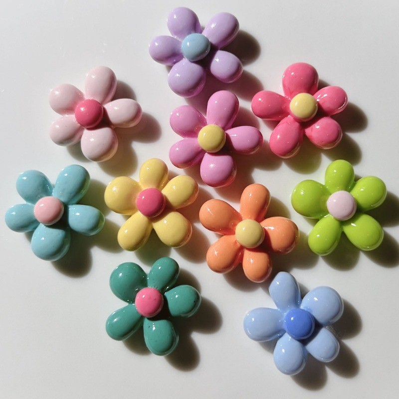 10 ชิ้นสุ่มผสมลูกอมสีเรซิ่นดอกไม้ Cabochons Flatbacks รูปที่ 3