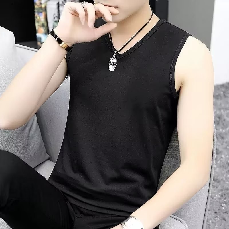 วิทลุค เสื้อกั๊กผู้ชายเรียบง่ายอินเทรนด์กีฬาฟิตเนสสีทึบเรียบง่าย เป็นกิริยาช่วย ผ้าฝ้ายดูดซับเหงื่อ ระบายอากาศได้ สูงสุด