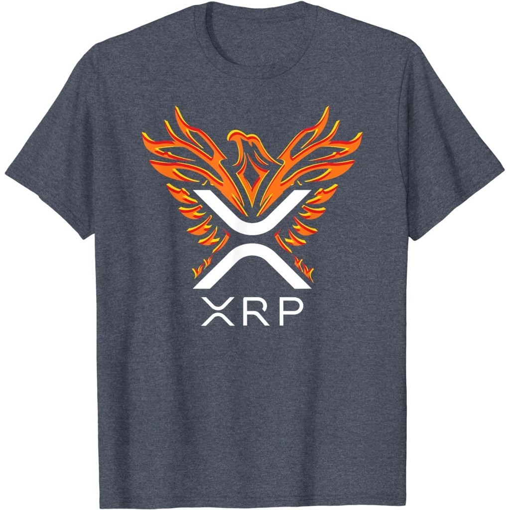 เสื้อยืดผ้าฝ้ายผู้ชาย XRP - XRP Cryptocurrency - โลโก้ XRP - Rising Phoenix - เสื้อยืด XRP