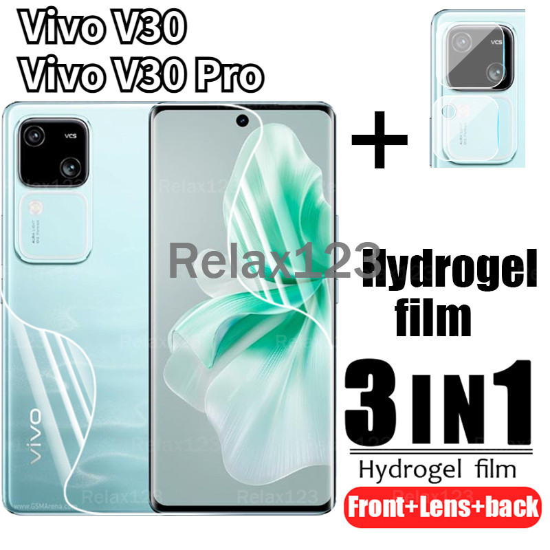 3in1 ฟิล์มไฮโดรเจล หน้า หลัง และกระจกกล้อง สําหรับ Vivo V30 Pro VivoV30Pro VivoV30 V 30Pro 5G 2024