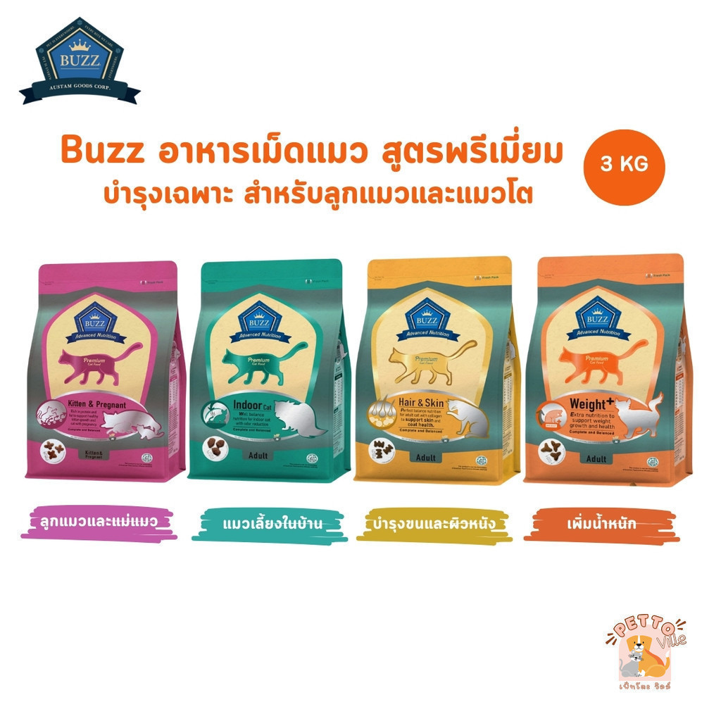 Buzz Premium อาหารแมวบัซซ์ สูตรบำรุงเฉพาะ เลือกให้เหมาะกับน้องแมว