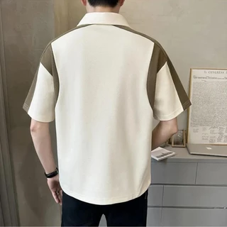 CLIFF เสื้อโปโลผู้ชาย สไตล์เกาหลี ผ้าวาฟเฟิลด์ สีเย็บต่อกัน แฟชั่นยอดนิยม ลำลองใส่สบาย