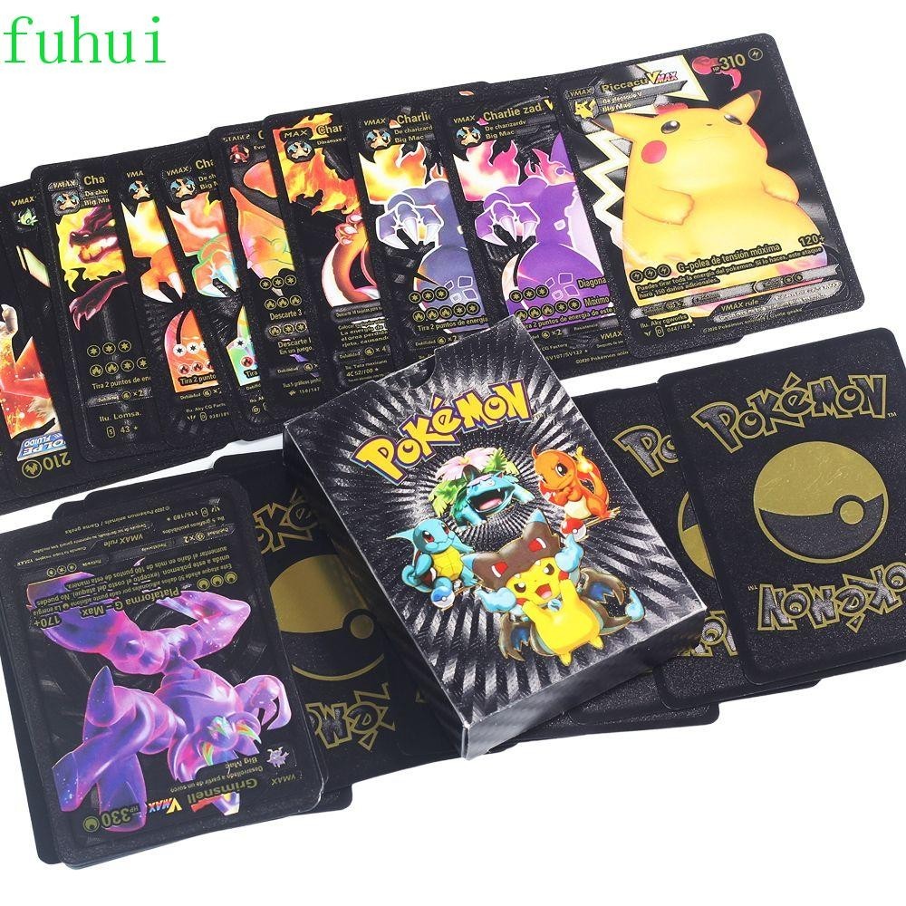 Fuhui การ์ดโลหะ ลายการ์ตูนโปเกม่อน Vmax Charizard GX สีทอง ของเล่นสําหรับเด็ก