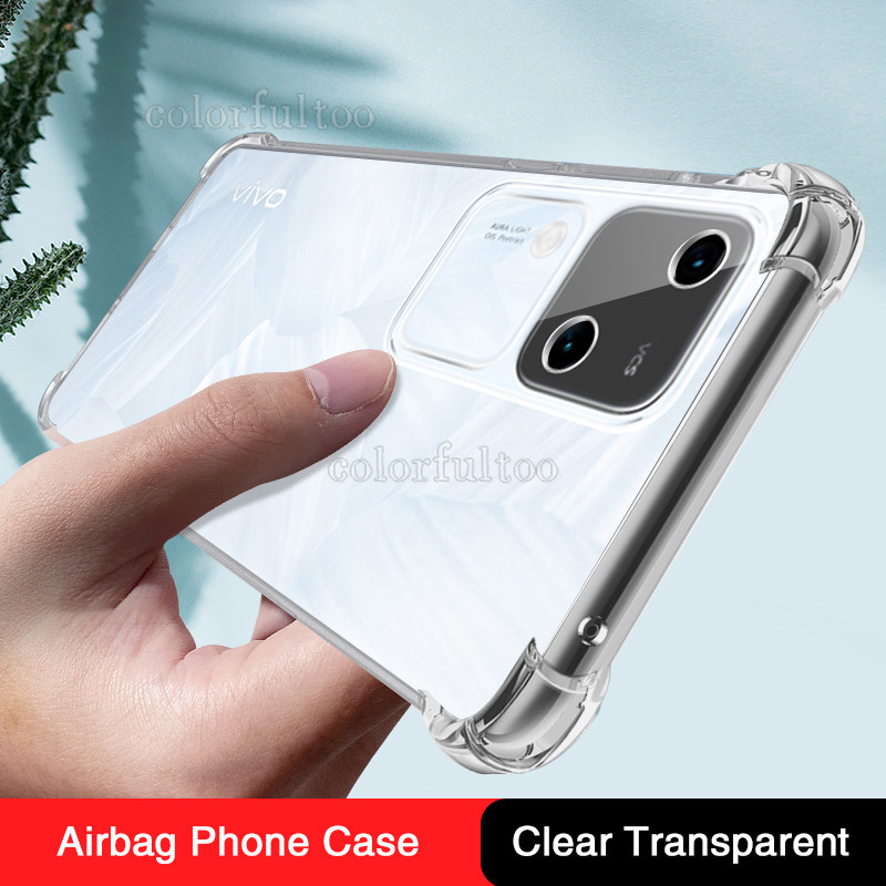สําหรับvivo V30 Pro 5G 2024 Slim Clearเคสโทรศัพท์ถุงลมนิรภัยกันกระแทกClear TPUสําหรับVivo V40 V30e V 30E V30Pro V40Pro VivoV30 5Gซิลิโคนนุ่มกรณีปกหลัง