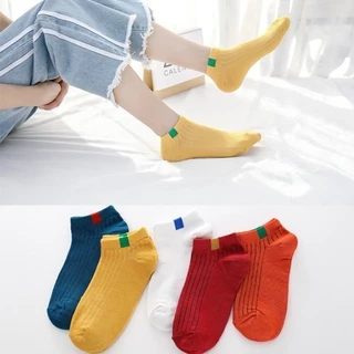 SK-003 (ซื้อขั้นต่ำ 2 คู่) ถุงเท้าญี่ปุ่น ข้อสั้น สีพื้น สดใส แต่งสีที่ข้อ โดดเด่น เนื้อผ้าหนา ใส่สบาย