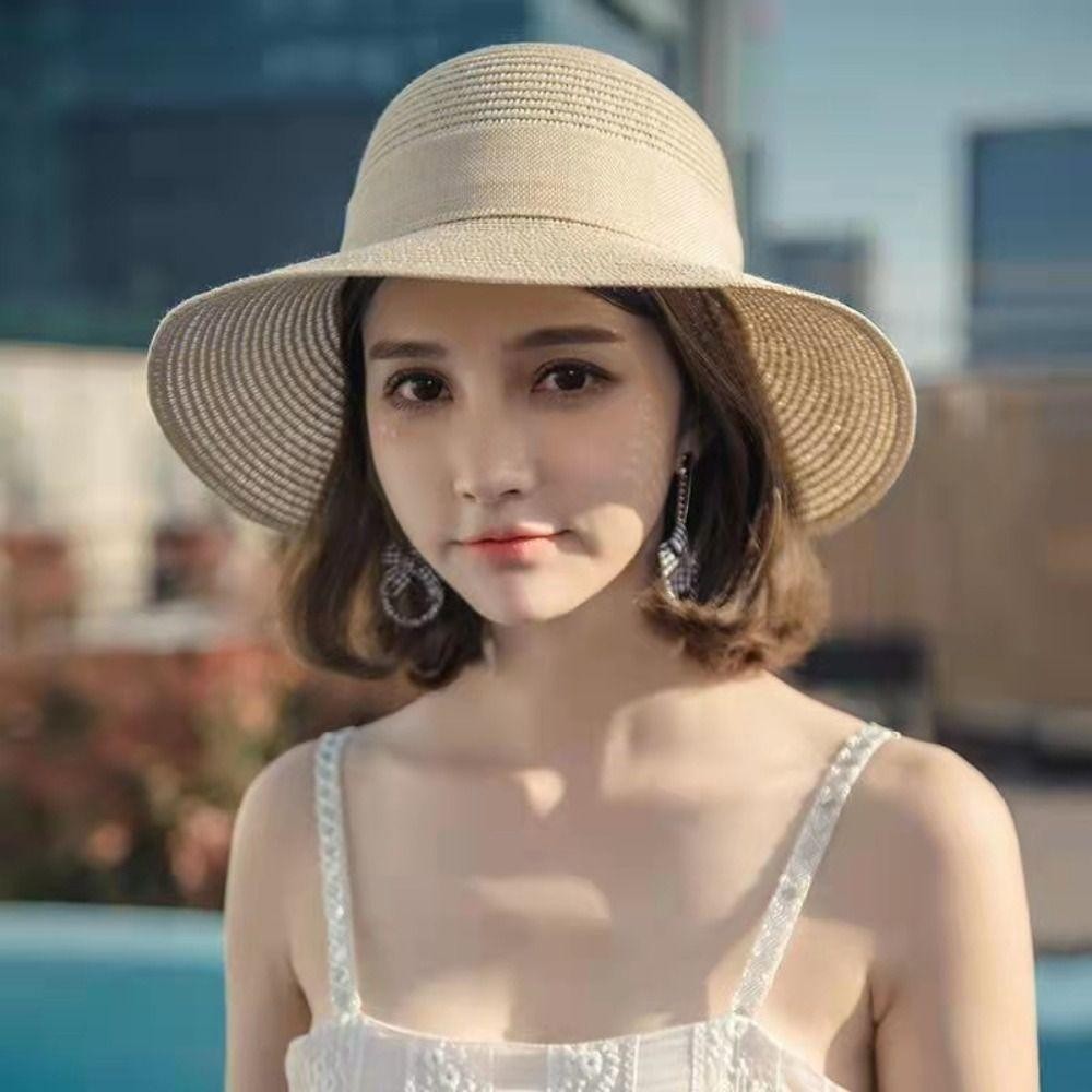 Trendyzone หมวกชาวประมง โบไท ฤดูร้อน ลําลอง ผู้หญิง หมวกกันแดด แฟชั่น พับได้ ป้องกันรังสียูวี หมวกชายหาด เดินทาง