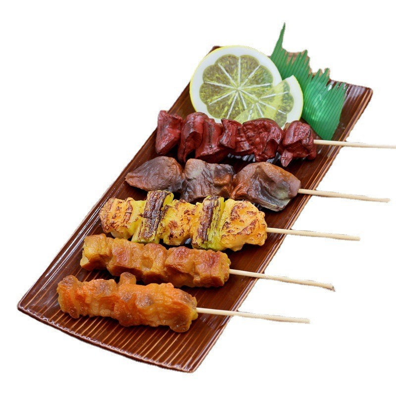 ประดิษฐ์ญี่ปุ่น Cuisine Yakitori Skewers อาหารรุ่นปลอม PVC บาร์บีคิว Skewers จําลองประดิษฐ์ตกแต่งของ