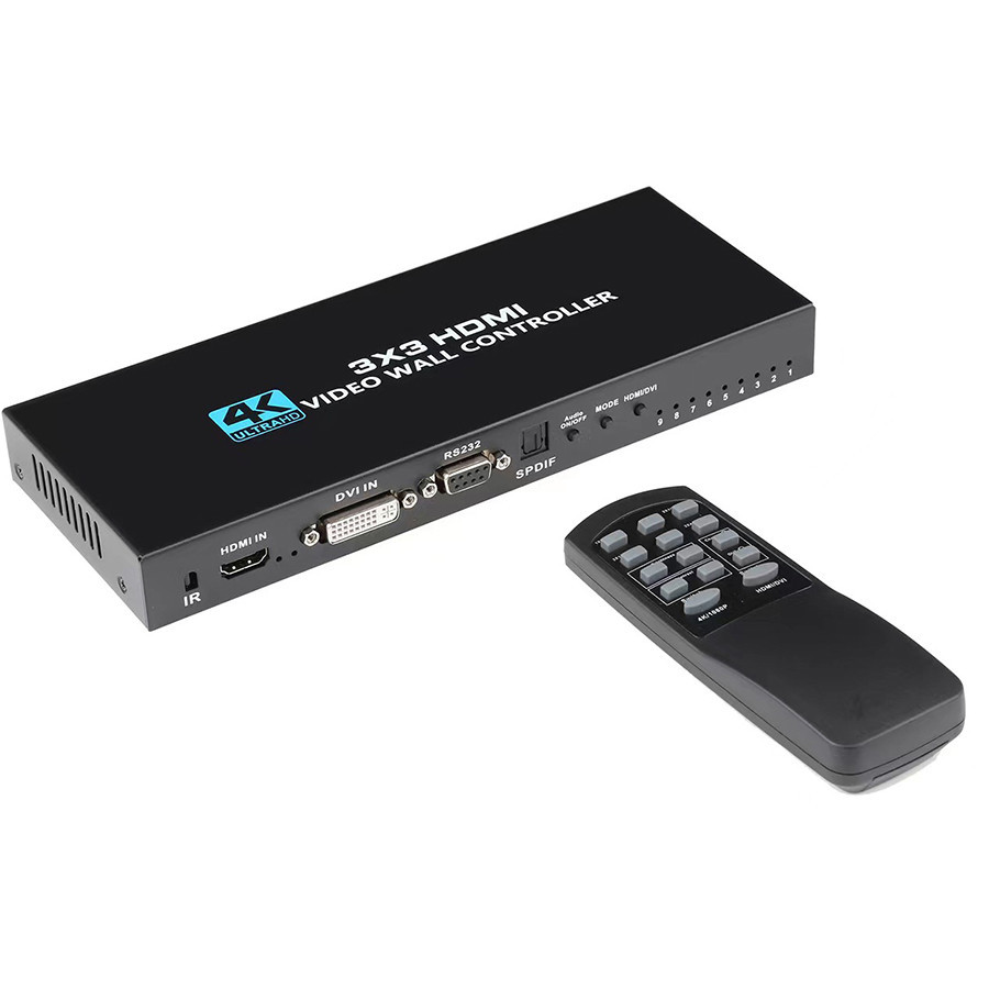 4K 3X3 Video Wall Controller DVI HDMI Wall Controller TV Splicing โปรเซสเซอร์ 1x2 1x3 1x4 2x2 2x3 2x