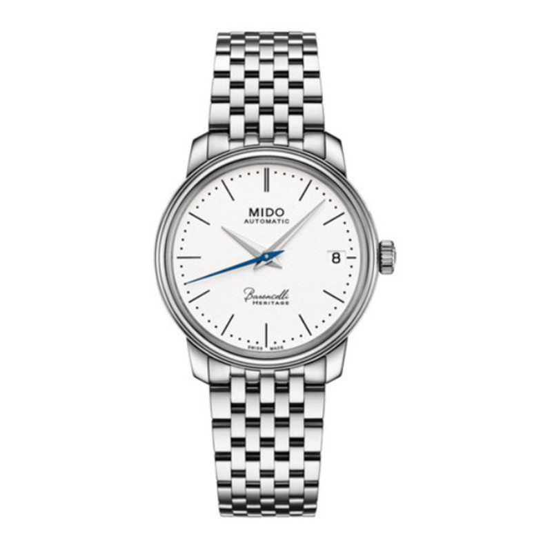 Mido/beren Saili 40th Anniversary M027.207.11.010.00 นาฬิกาข้อมือ หน้าปัดเหล็ก สีขาว เส้นผ่าศูนย์กลาง 33 มม. สําหรับผู้หญิง
