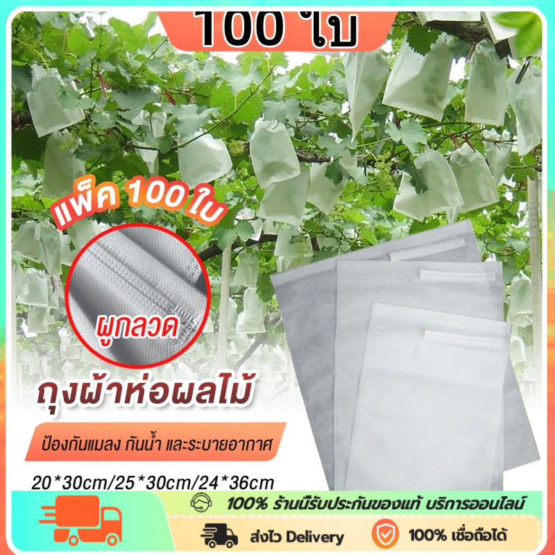 📣👉 100 ใบ ถุงห่อผลไม้ ถุงห่อมะม่วง ใช้ห่อกันแมลง เพลี้ย แสงแดดไม่ต้องห่อกระดาษทับ ใช้ซ้ำได้ ไม่มีไอน้ำเกาะในถุง