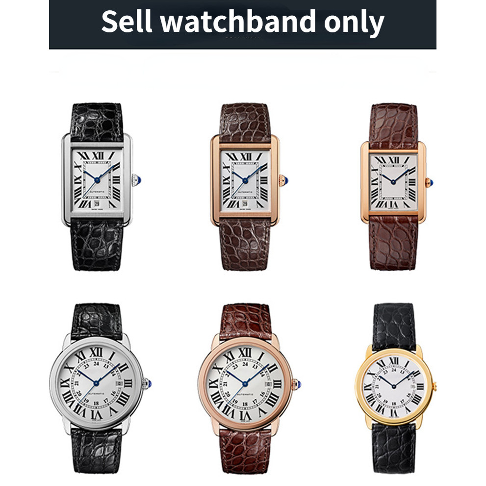 สายนาฬิกาข้อมือหนังจระเข้ สําหรับ Cartier Tank Solo London Series Polar W5200004 W.6701011 สายนาฬิกาข้อมือ แบบนิ่ม ขนาด 16 มม. 17 มม. 18 มม. 20 มม. 22 มม. 23 มม. สําหรับผู้ชาย และผู้หญิง