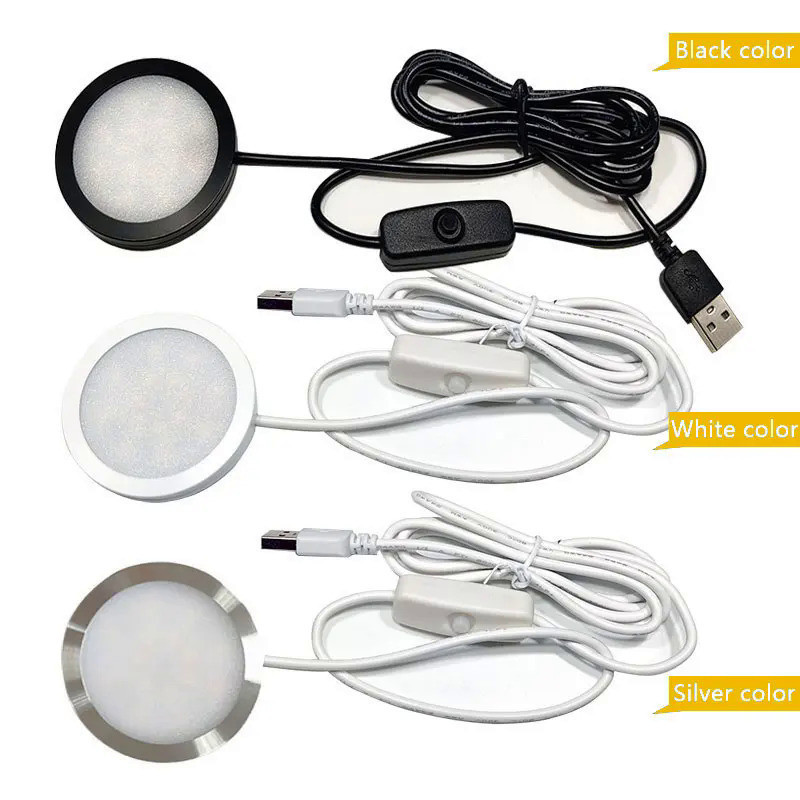 ไฟสปอตไลท์ USB 5V 3W LED ติดเพดาน เรียบง่าย ไฟตู้ไวน์ บางพิเศษ 6 มม.
