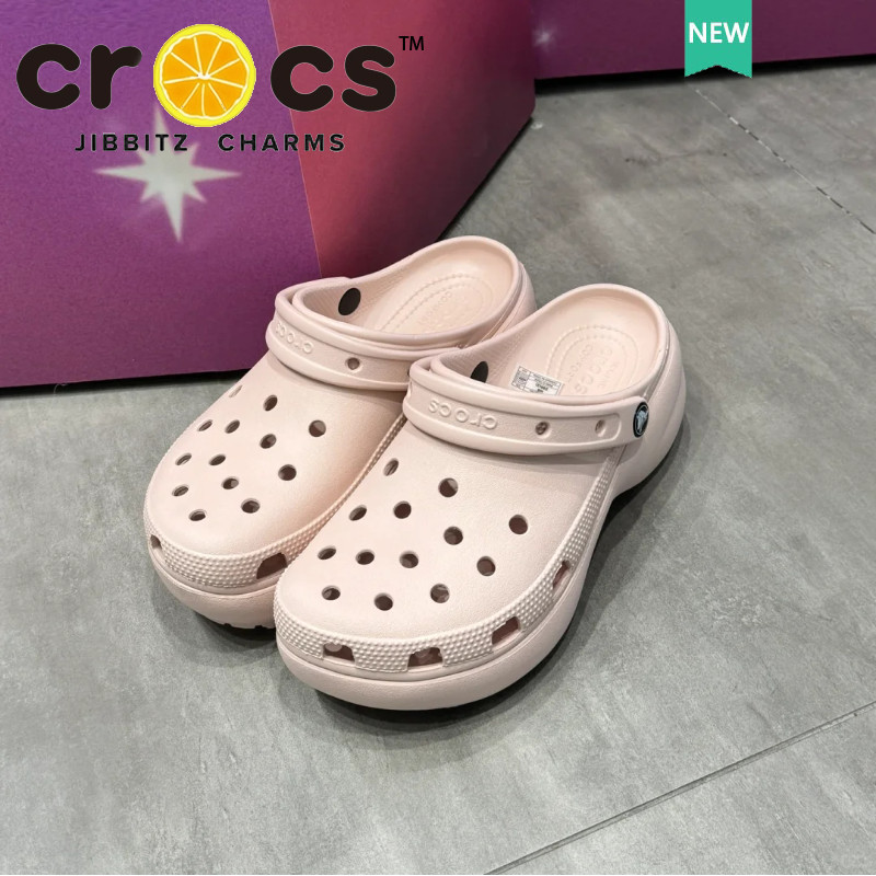 cross platform รองเท้าแตะพื้นหนา สวมใส่สบาย เหมาะกับเดินชายหาด สีชมพู#206750