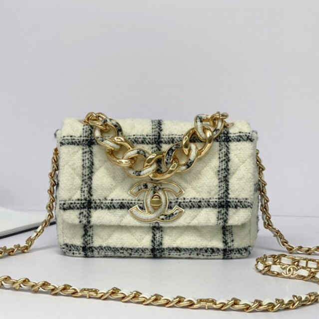 พรี Pre-Order ราคา10400 Chanel 19bag mini size wool tweed กระเป๋าสะพาย size:22*15*6cm