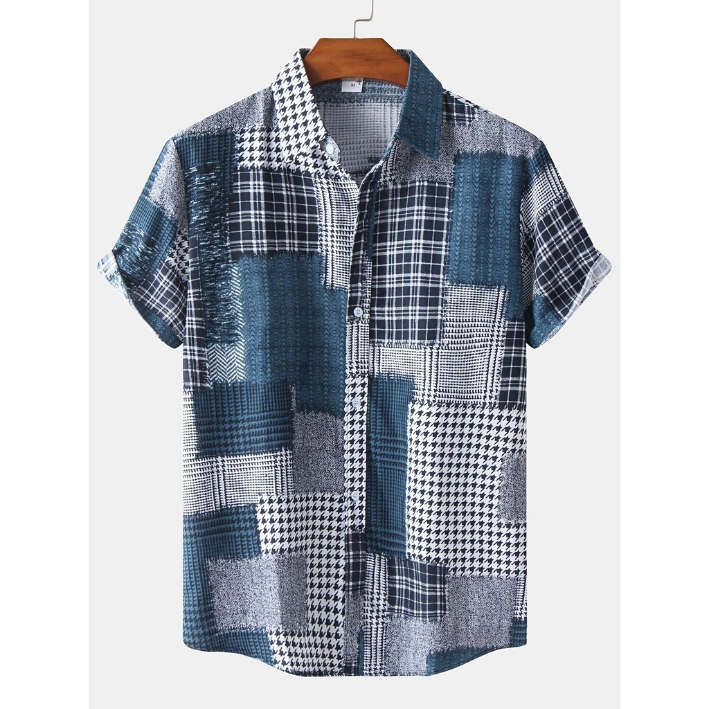 เสื้อเชิ้ตแขนสั้นลําลอง คอปก พิมพ์ลาย ทรงหลวม เหมาะกับเดินชายหาด แฟชั่นฤดูร้อน สําหรับผู้ชาย ส่งฟรี