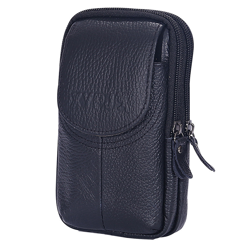 [smartourhome.th] กระเป๋าใส่โทรศัพท์มือถือ หนังวัวแท้ มีซิป สีพื้น สําหรับผู้ชาย